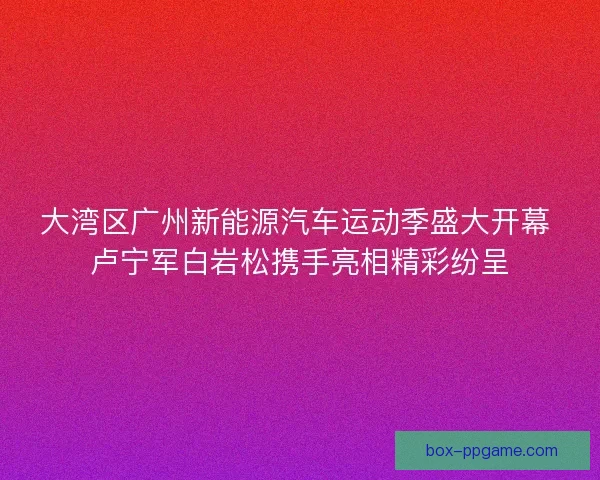 大湾区广州新能源汽车运动季盛大开幕 卢宁军白岩松携手亮相精彩纷呈