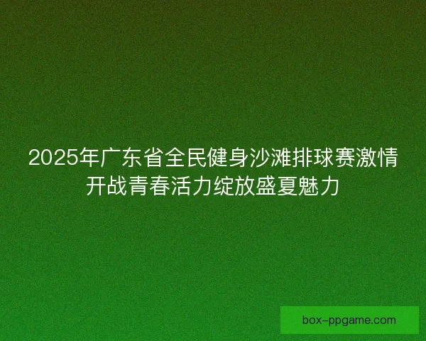 2025年广东省全民健身沙滩排球赛激情开战青春活力绽放盛夏魅力